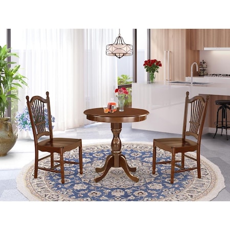 East West Furniture 3 Piece Eden Dining Set - Mahogany ESDO3-MAH-W